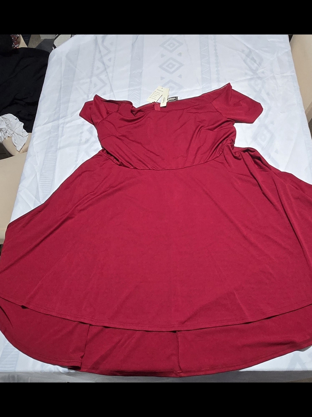 Women’s Red Off-Shoulder Fit & Flare Dress